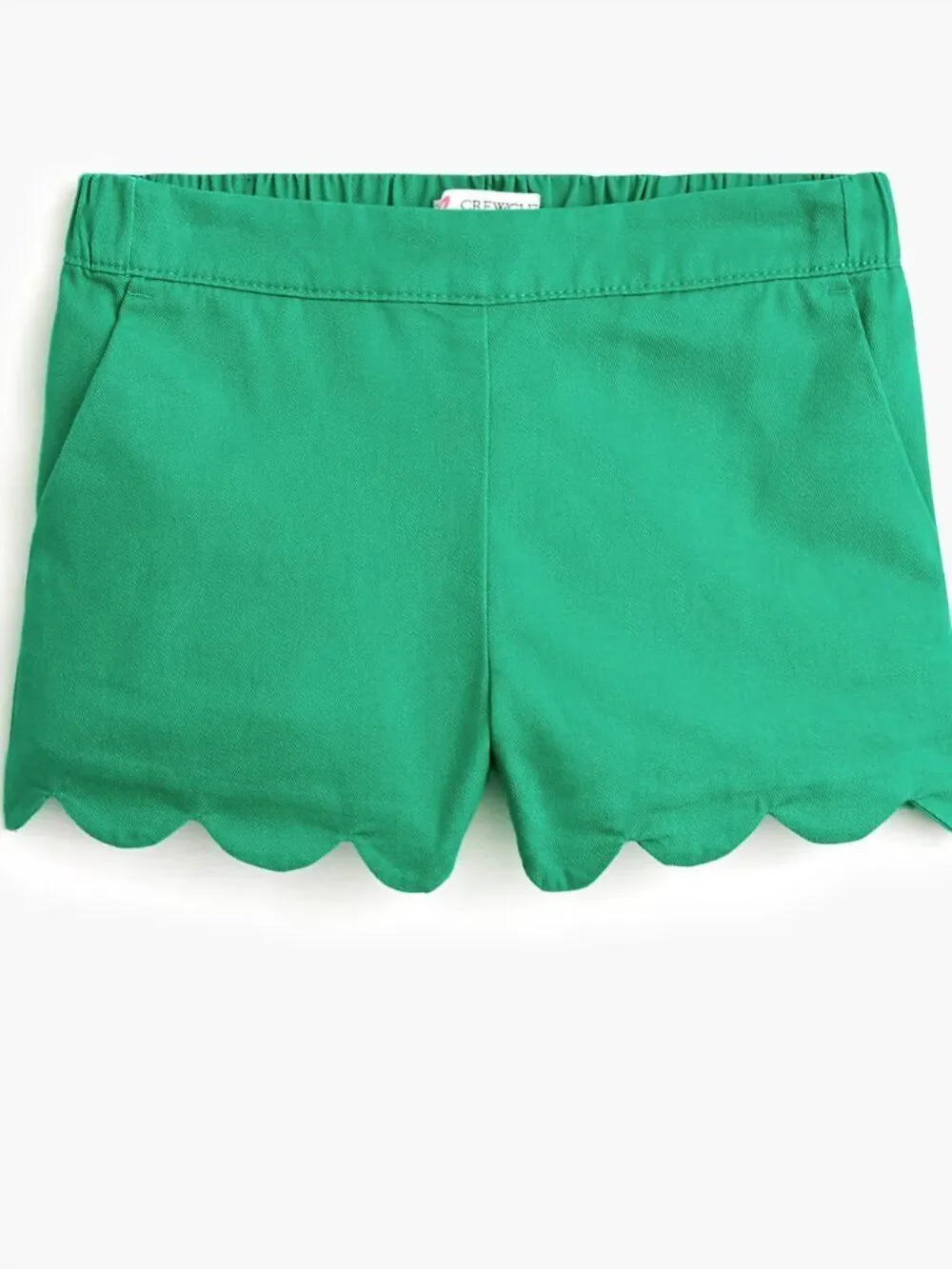 J.Crew Factory Girls’ Scallop-Hem Pull-On Shorts (Green) - Size 6 - NWT